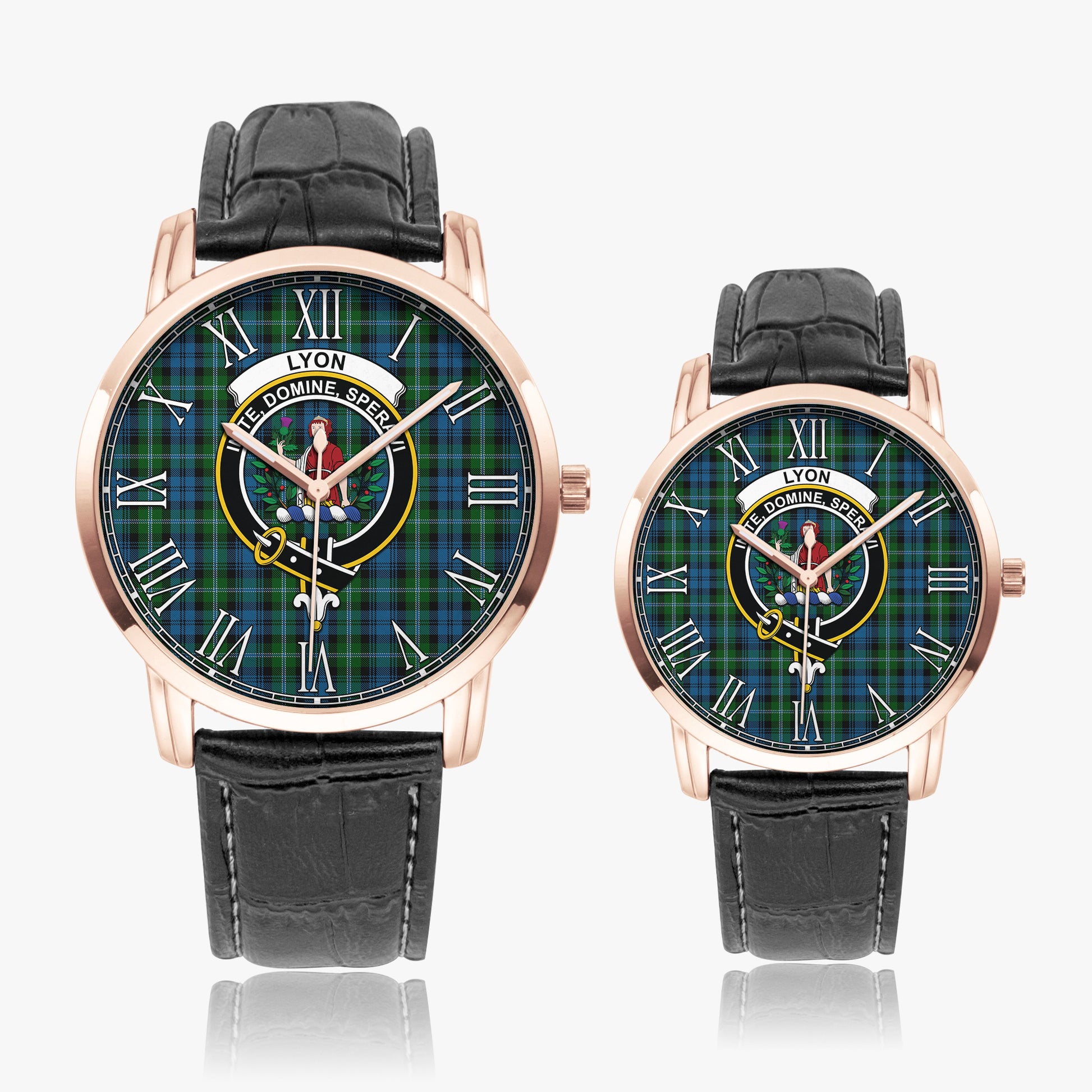 Lyon Tartan Family Crest Leather Strap Quartz Watch - Tartanvibesclothing