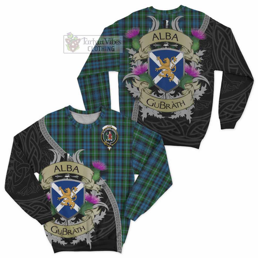 Lyon Tartan Family Crest Sweatshirt Lion Rampant Royal Thistle Shield Celtic Inspired - Tartan Vibes Clothing