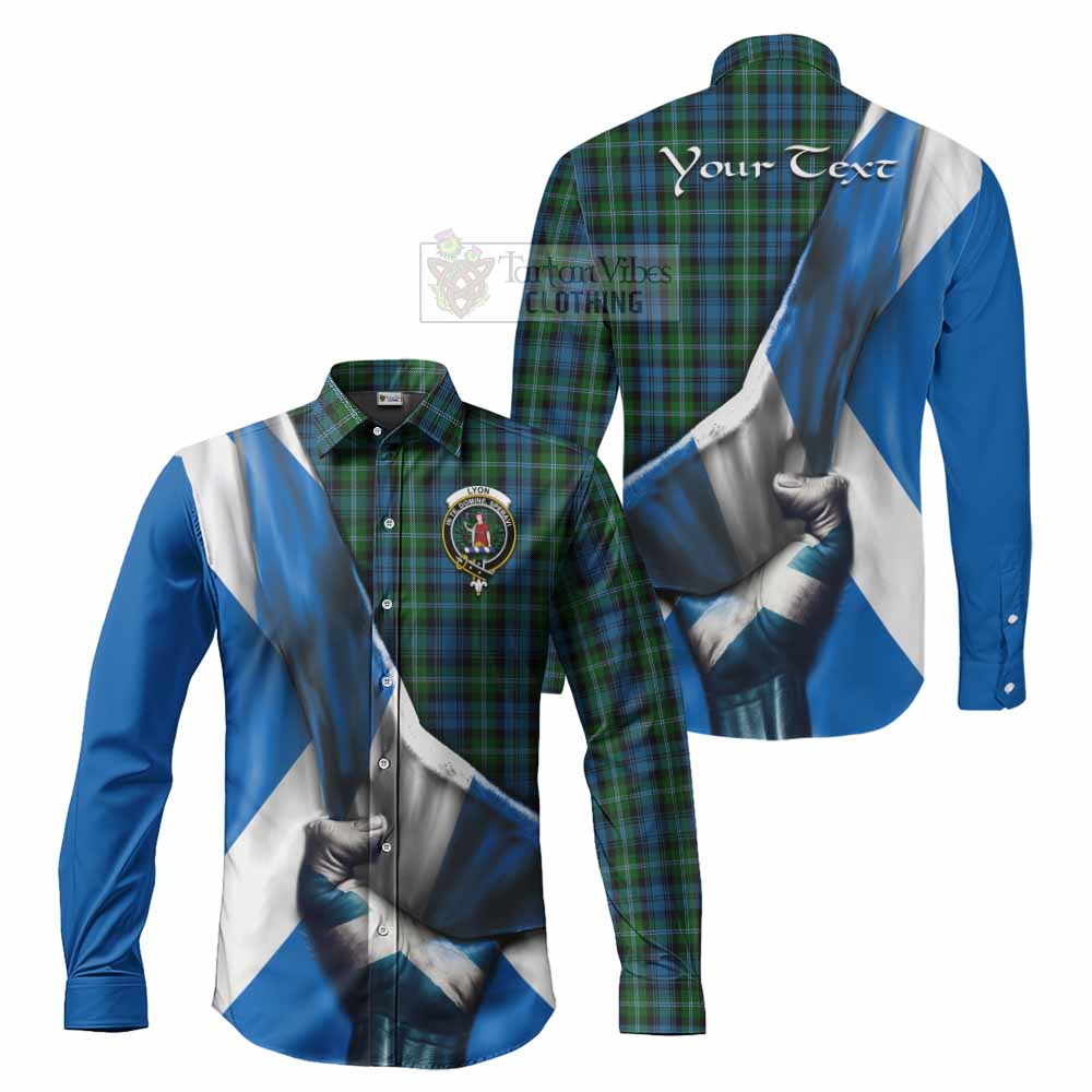 Tartan Vibes Clothing Lyon Tartan Long Sleeve Button Shirt with Family Crest Scotland Patriotic Style