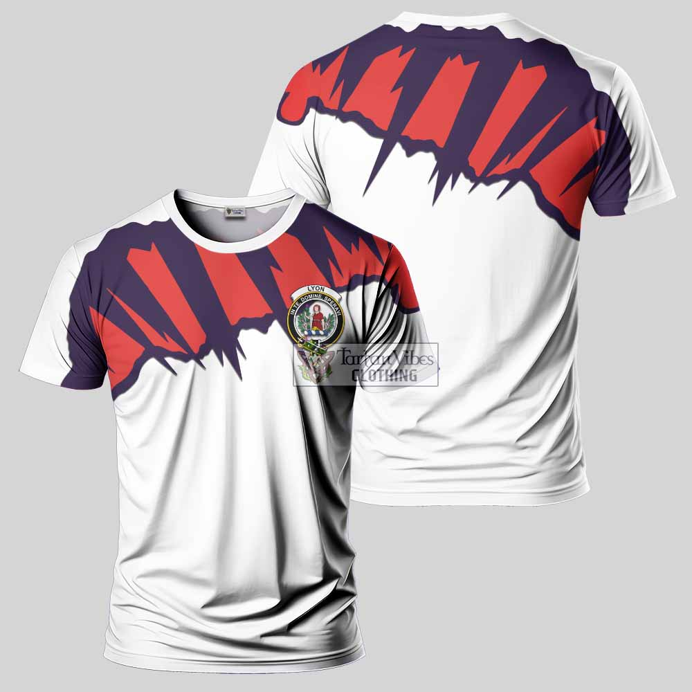 Tartan Vibes Clothing Lyon Clan Crest T-Shirt with Retro Sport Style