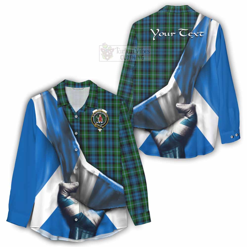 Tartan Vibes Clothing Lyon Tartan Women's Casual Shirt with Family Crest Scotland Patriotic Style