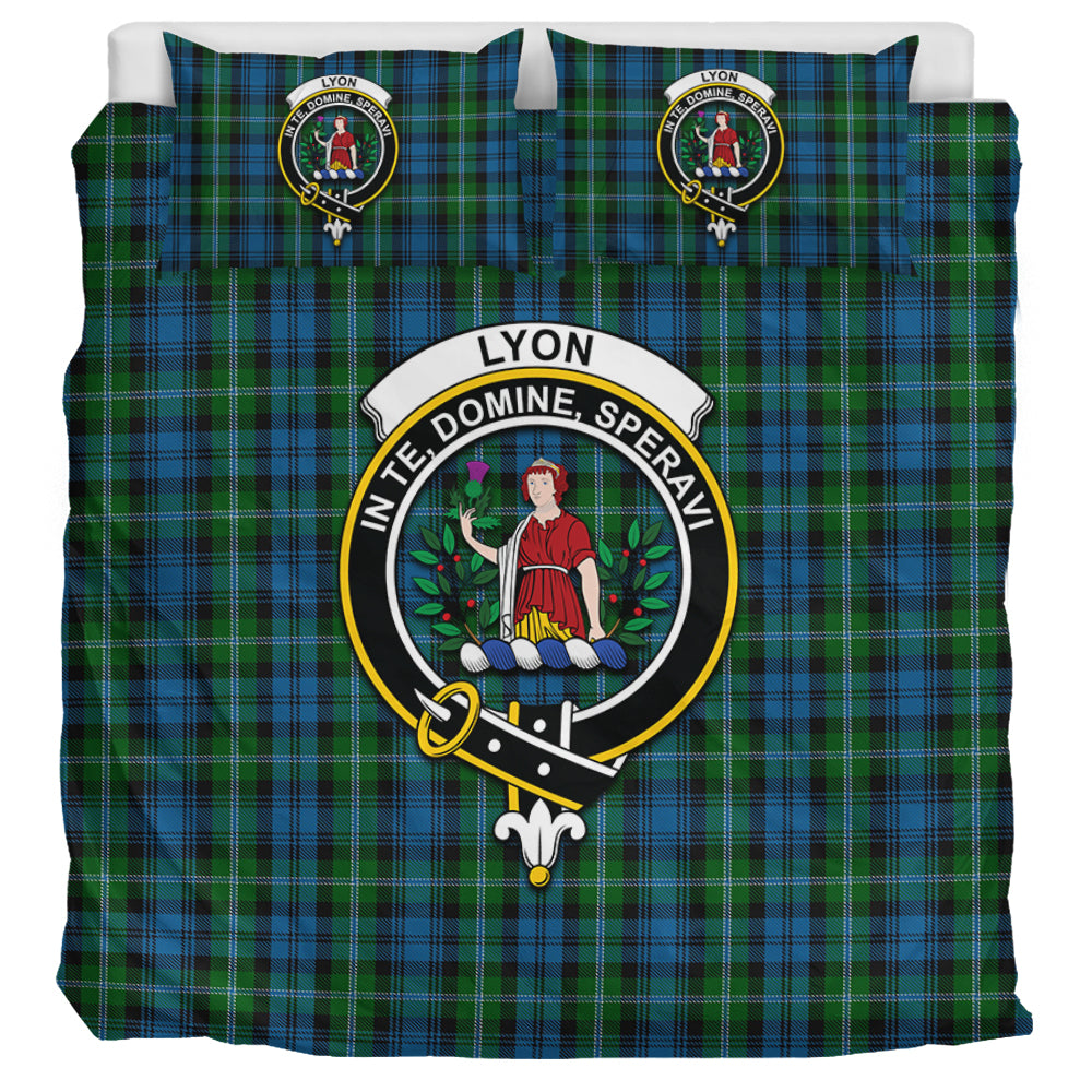 Lyon Tartan Bedding Set with Family Crest UK Bedding Set UK Super King 104*94 inch - Tartan Vibes Clothing