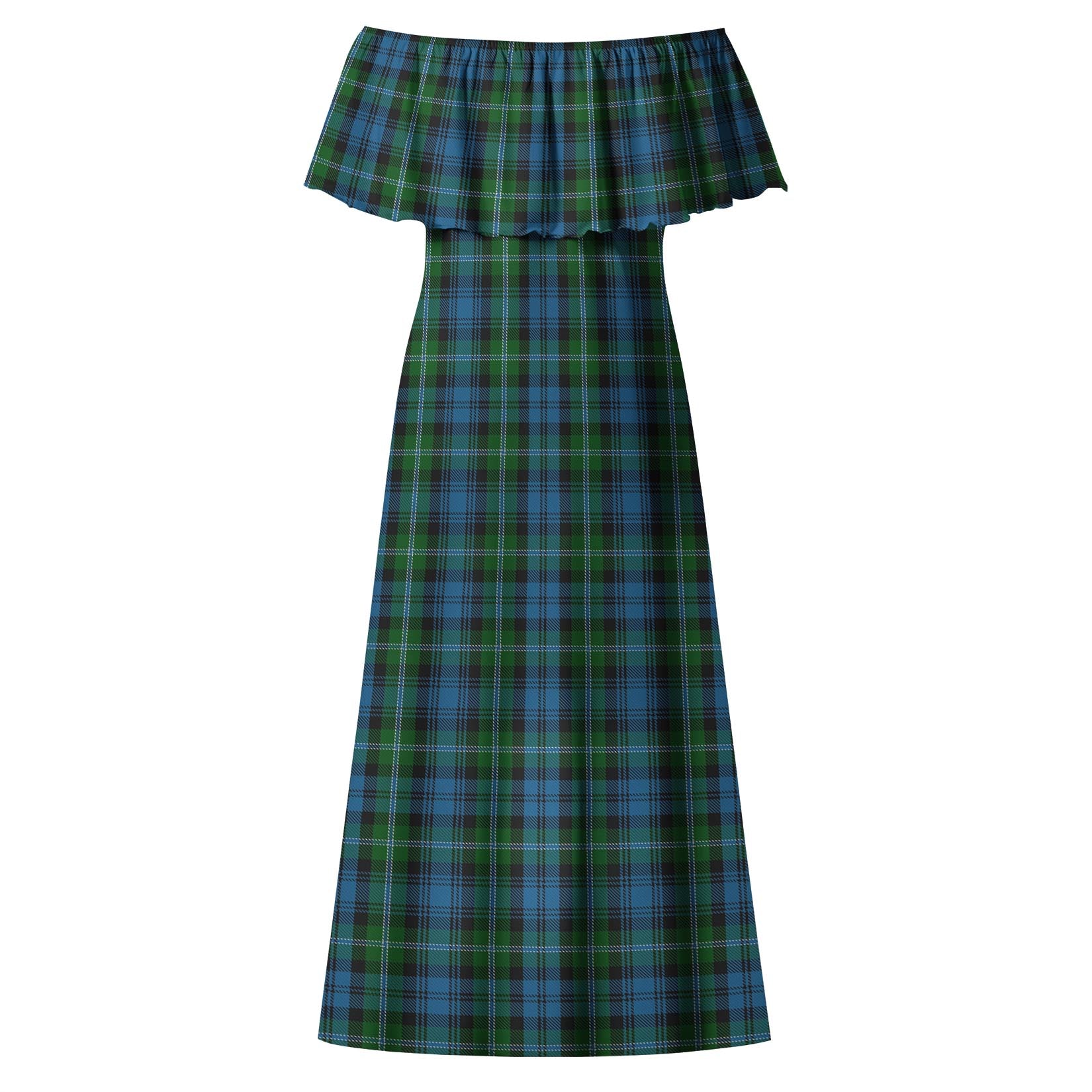 Lyon Tartan Off Shoulder Long Dress - Tartanvibesclothing