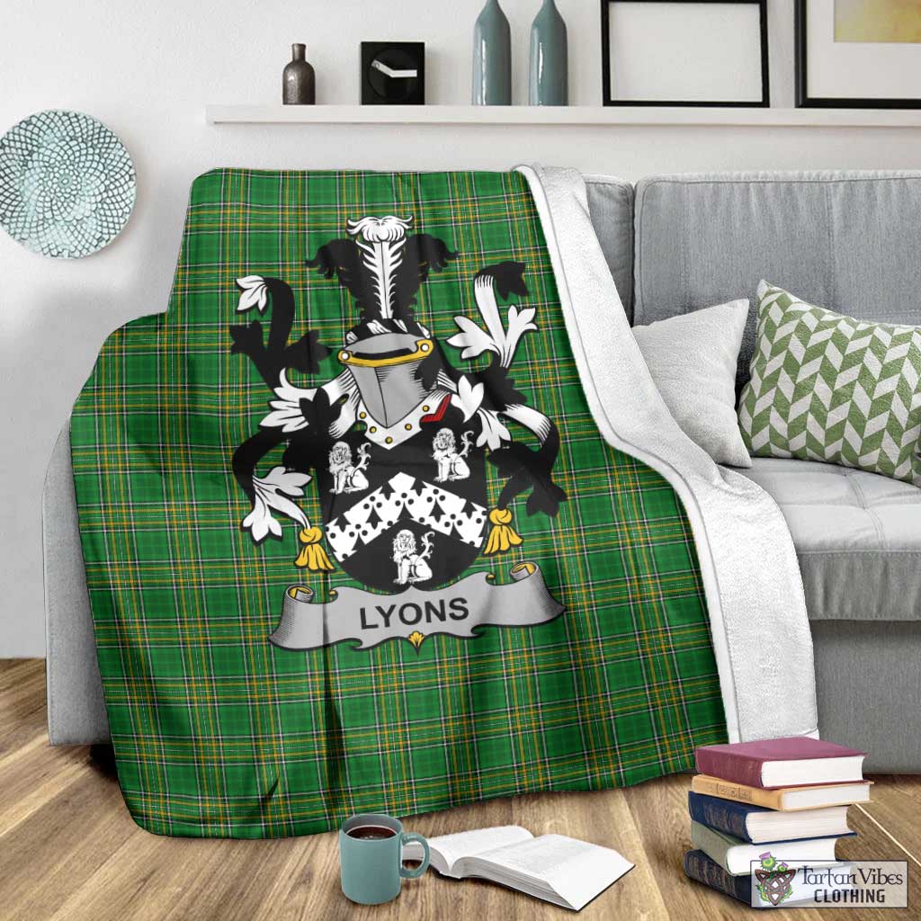 Tartan Vibes Clothing Lyons Irish Clan Tartan Blanket with Coat of Arms