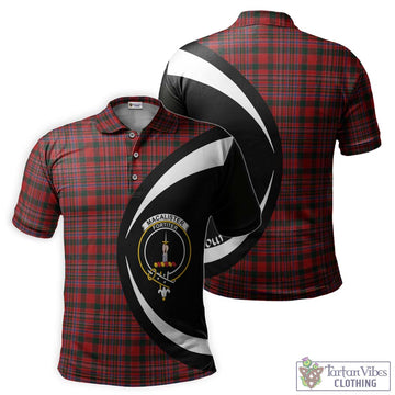 MacAlister Tartan Men's Polo Shirt with Family Crest Circle Style