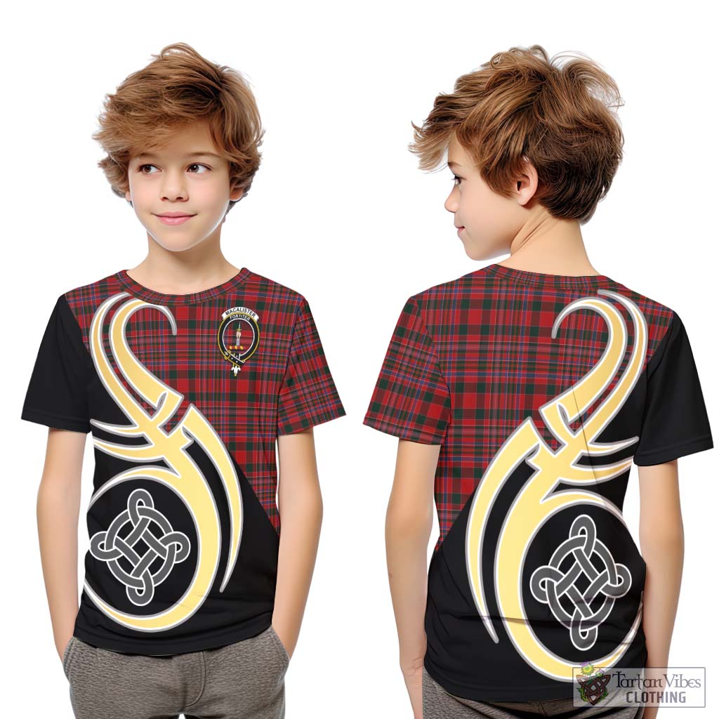 MacAlister (McAlister) Tartan Kid T-Shirt with Family Crest and Celtic Symbol Style Youth XL Size14 - Tartan Vibes Clothing