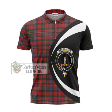 MacAlister Tartan Zipper Polo Shirt with Family Crest Circle Style