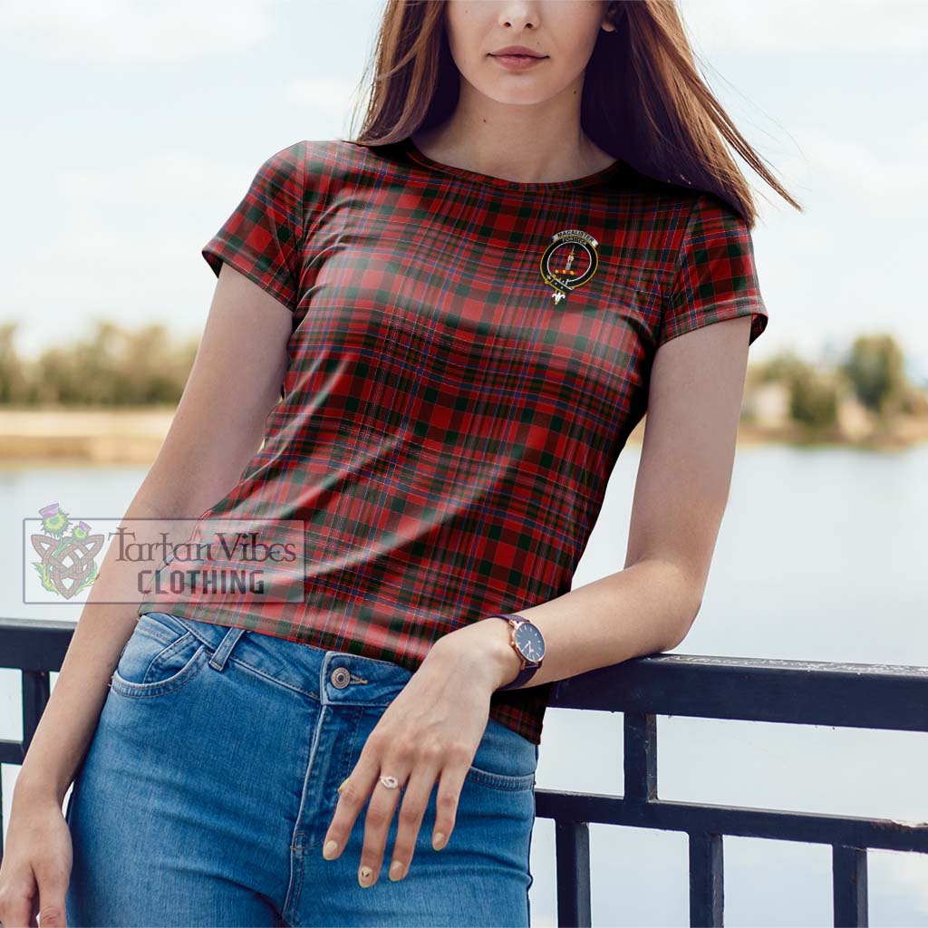 Tartan Vibes Clothing MacAlister Tartan Cotton T-Shirt with Family Crest