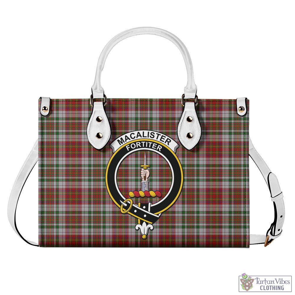 Tartan Vibes Clothing MacAlister Dress Tartan Luxury Leather Handbags with Family Crest