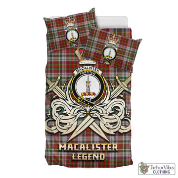 MacAlister Dress Tartan Bedding Set with Clan Crest and the Golden Sword of Courageous Legacy