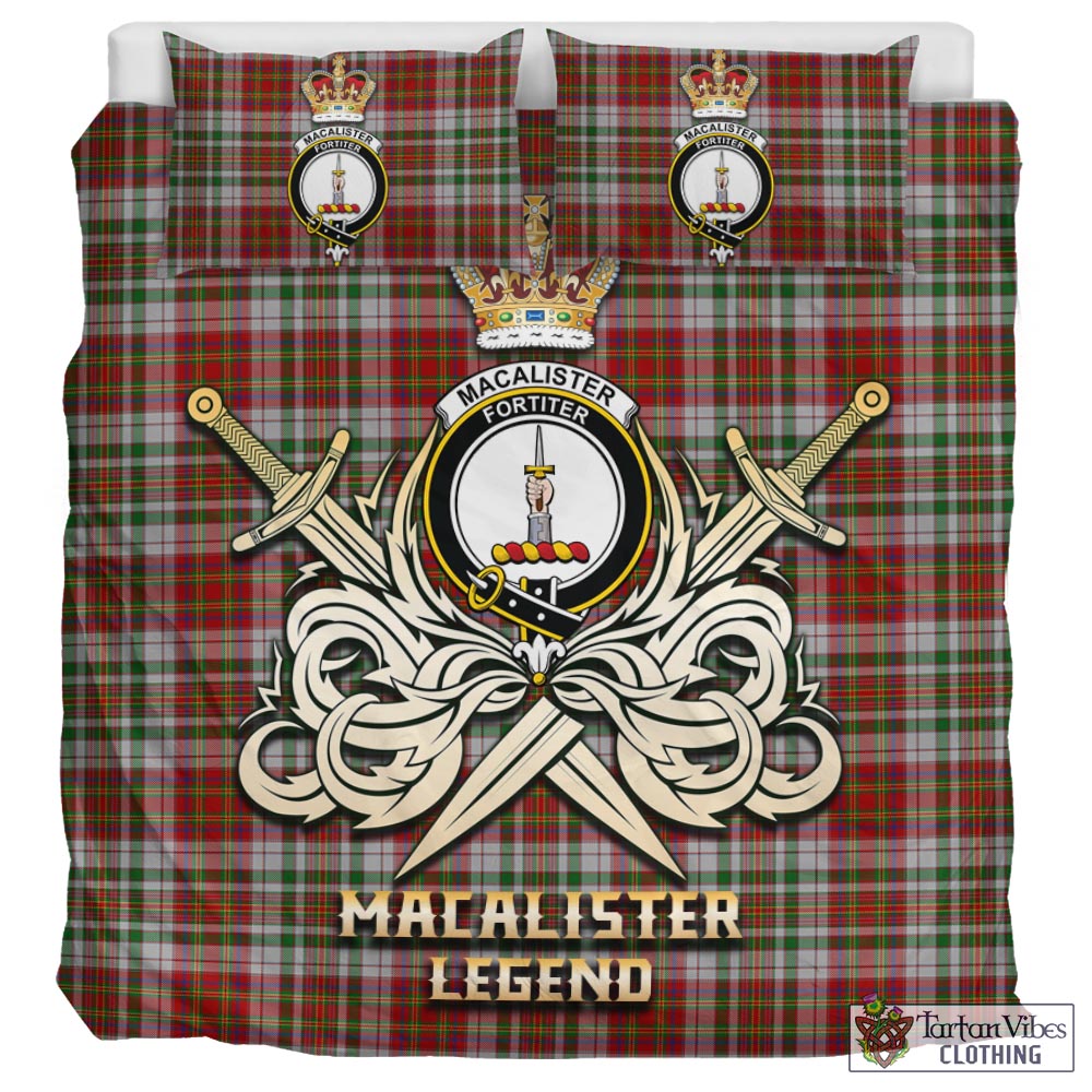 Tartan Vibes Clothing MacAlister Dress Tartan Bedding Set with Clan Crest and the Golden Sword of Courageous Legacy