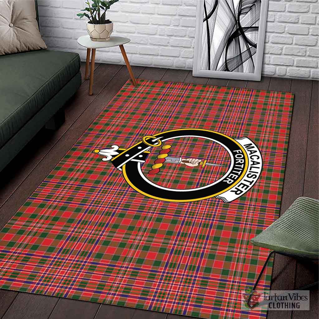 Tartan Vibes Clothing MacAlister Modern Tartan Area Rug with Family Crest