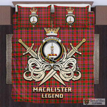 MacAlister Modern Tartan Bedding Set with Clan Crest and the Golden Sword of Courageous Legacy