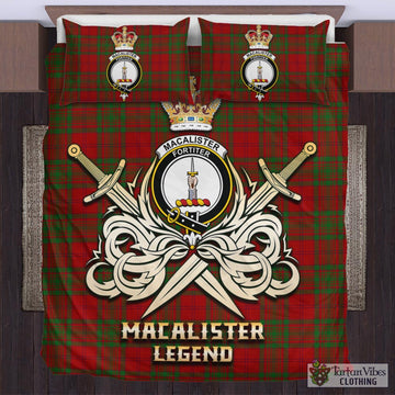 MacAlister of Glenbarr Tartan Bedding Set with Clan Crest and the Golden Sword of Courageous Legacy