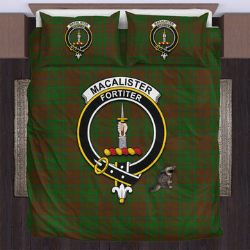 MacAlister of Glenbarr Hunting Tartan Bedding Set with Family Crest