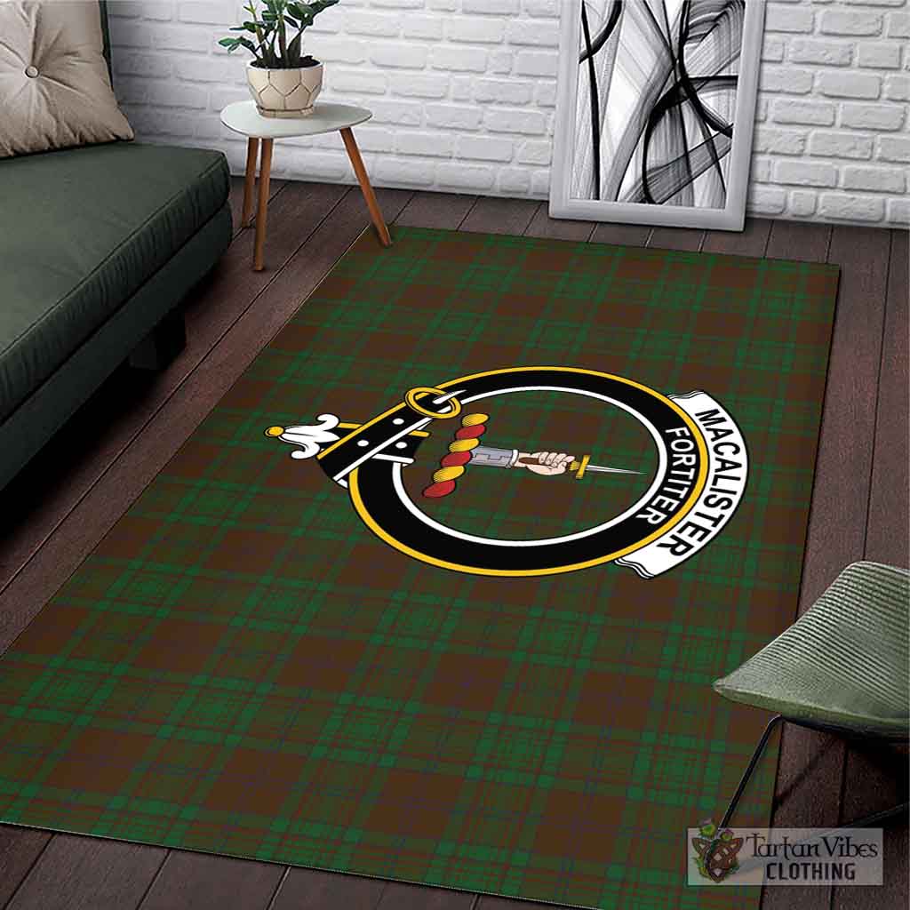 Tartan Vibes Clothing MacAlister of Glenbarr Hunting Tartan Area Rug with Family Crest