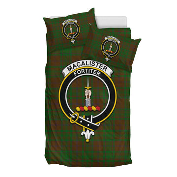 MacAlister of Glenbarr Hunting Tartan Bedding Set with Family Crest