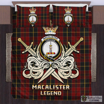 MacAlister of Skye Tartan Bedding Set with Clan Crest and the Golden Sword of Courageous Legacy