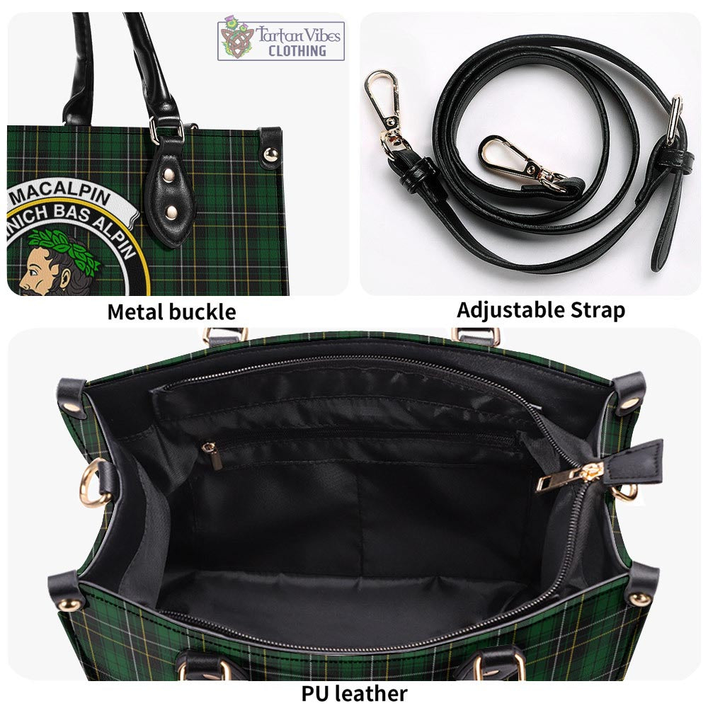 Tartan Vibes Clothing MacAlpin Tartan Luxury Leather Handbags with Family Crest