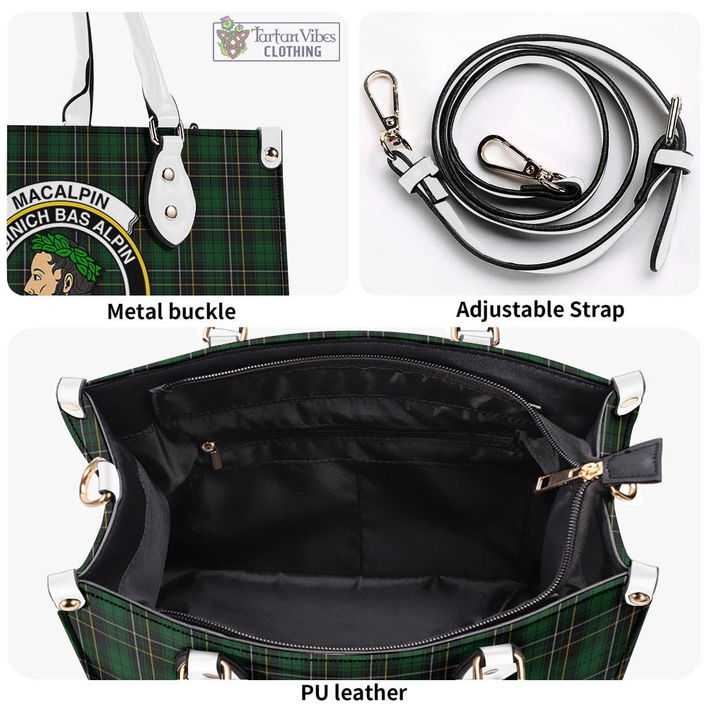 Tartan Vibes Clothing MacAlpin Tartan Luxury Leather Handbags with Family Crest