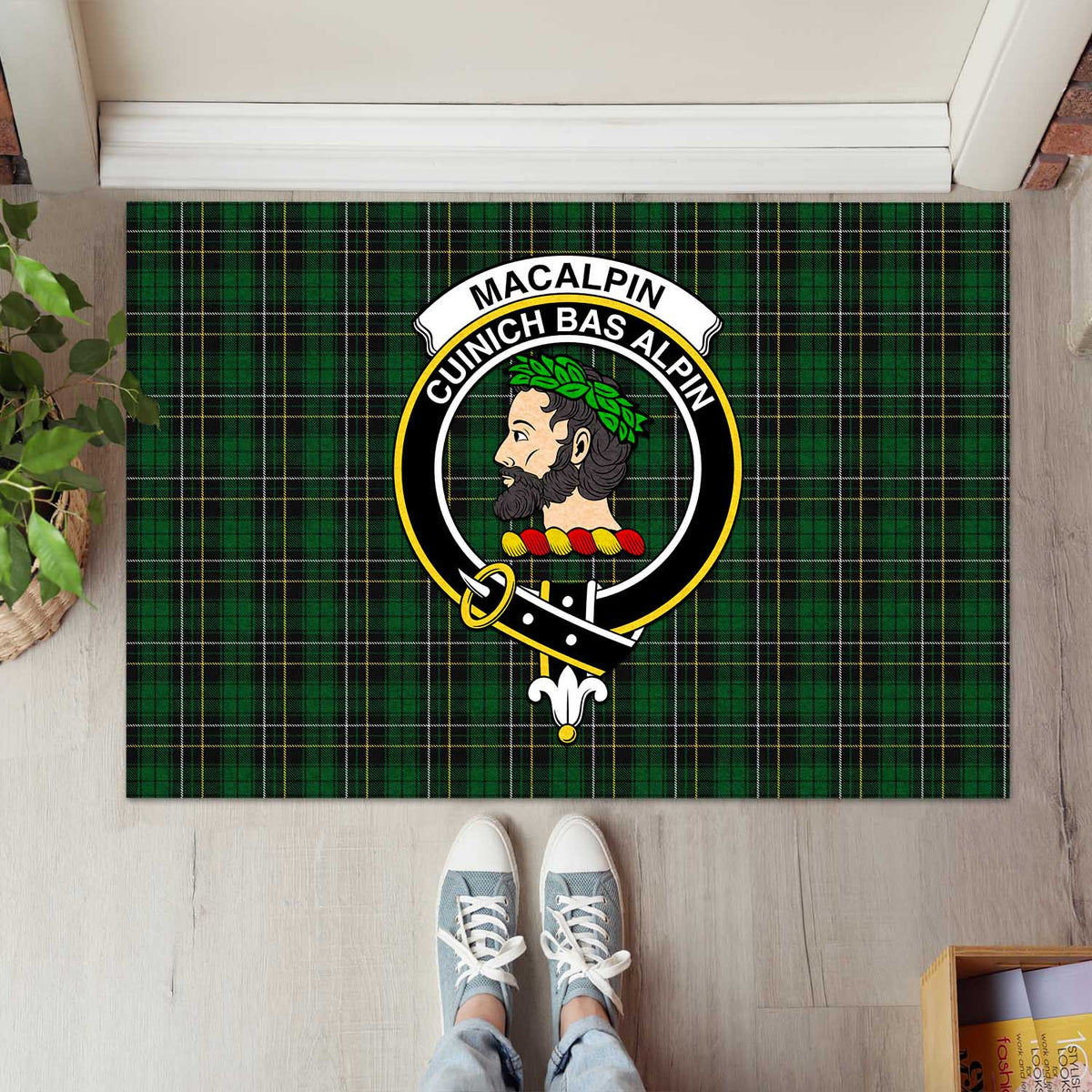 MacAlpine (MacAlpin) Tartan Rubber Doormat with Family Crest L 60*90cm - Tartan Vibes Clothing