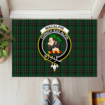 MacAlpine (MacAlpin) Tartan Door Mat with Family Crest