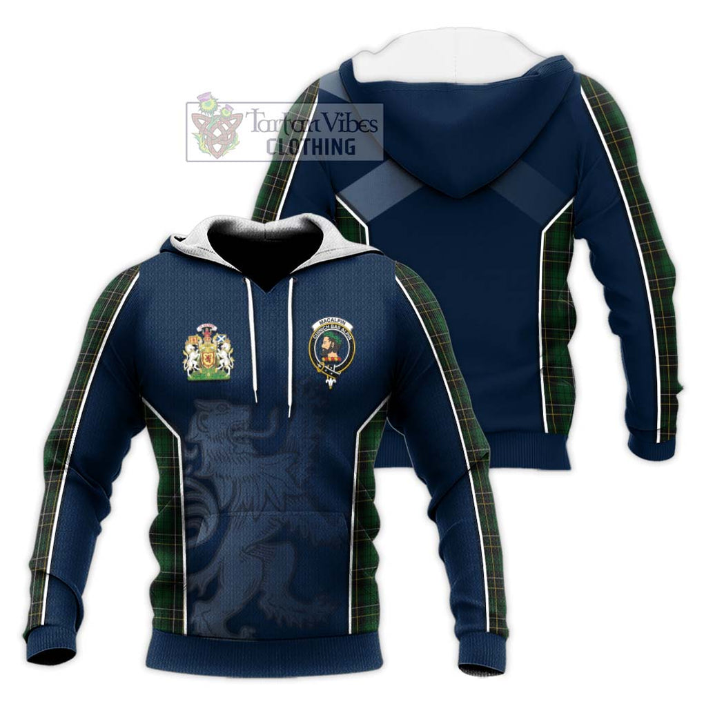 MacAlpine (MacAlpin) Tartan Knitted Hoodie with Family Crest and Lion Rampant Vibes Sport Style Unisex Knitted Pullover Hoodie - Tartan Vibes Clothing