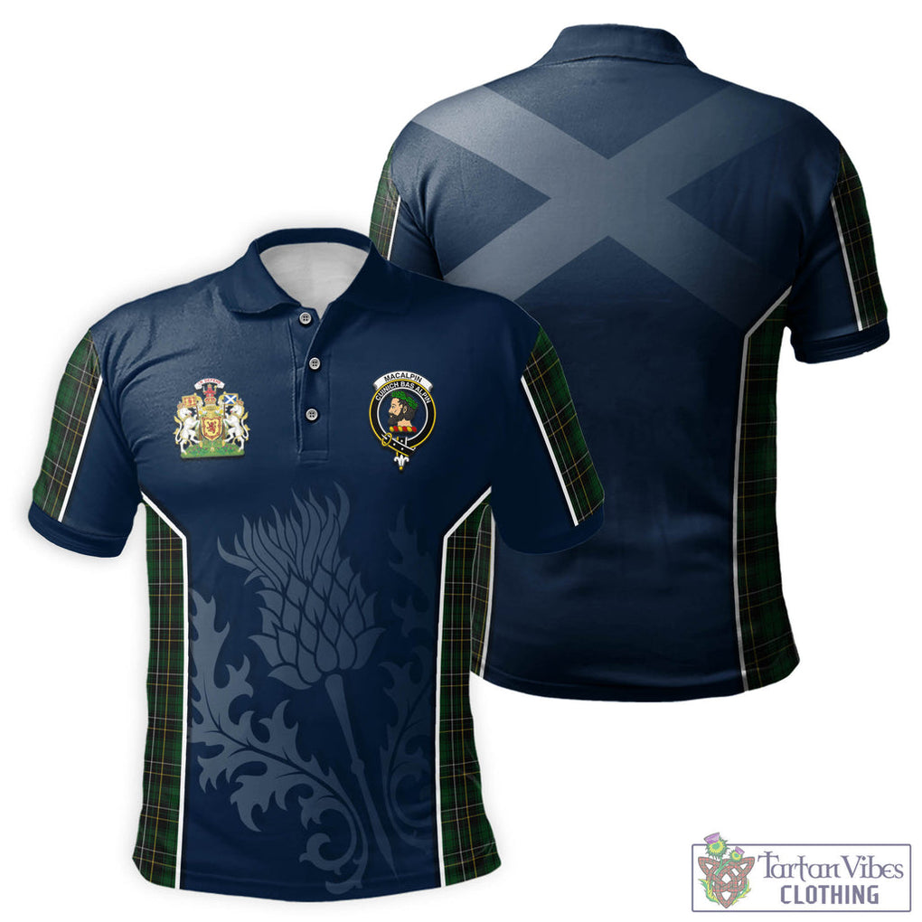 Tartan Vibes Clothing MacAlpin Tartan Men's Polo Shirt with Family Crest and Scottish Thistle Vibes Sport Style