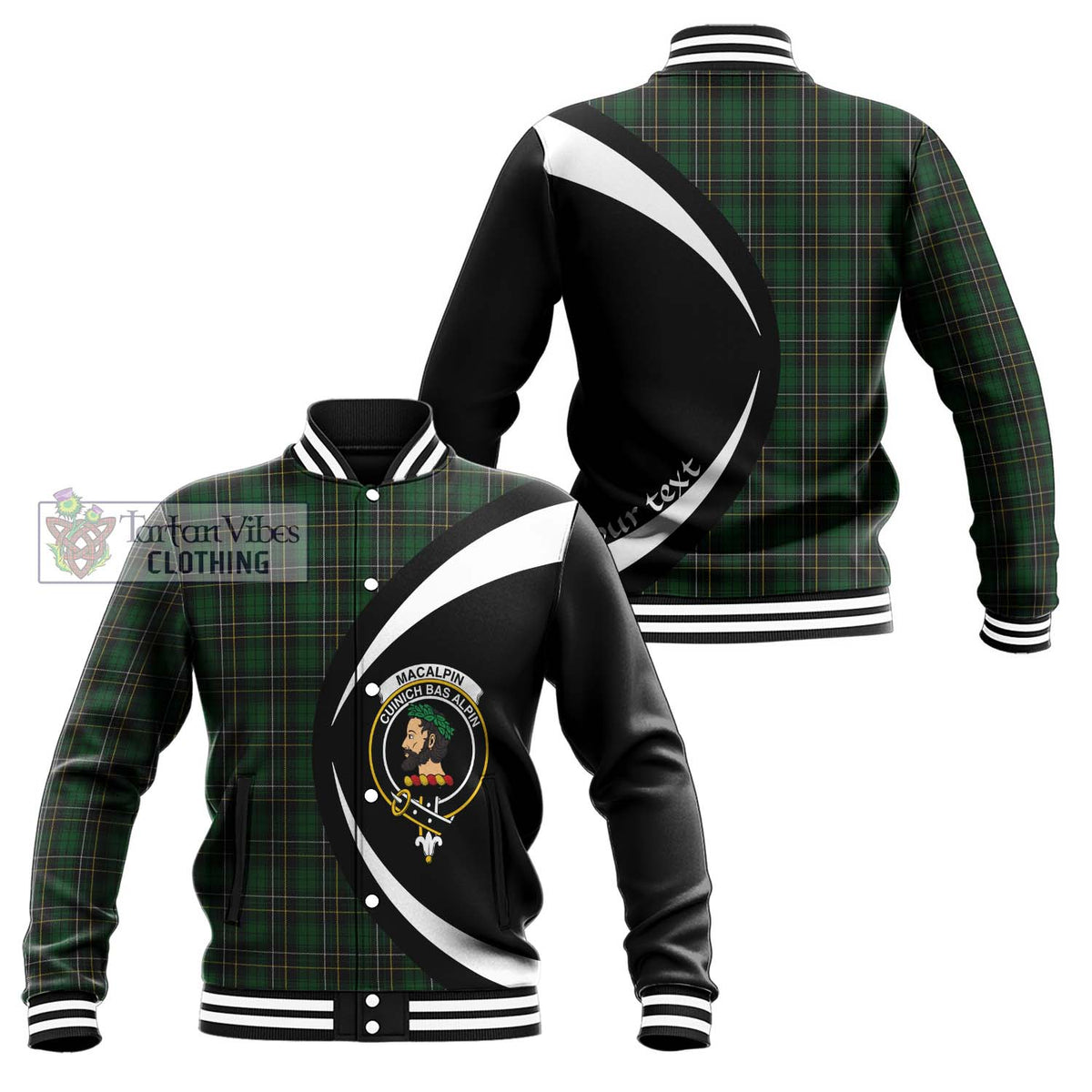 MacAlpine (MacAlpin) Tartan Baseball Jacket with Family Crest Circle Style Unisex - Tartan Vibes Clothing