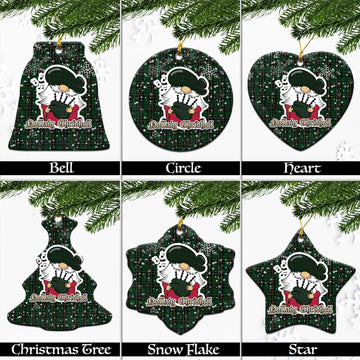 MacAlpine (MacAlpin) Tartan Christmas Ceramic Ornaments with Scottish Gnome Playing Bagpipes