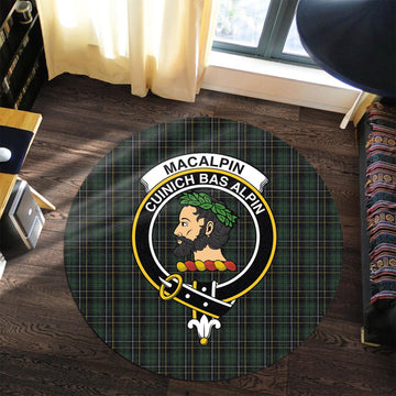 MacAlpine (MacAlpin) Tartan Round Rug with Family Crest