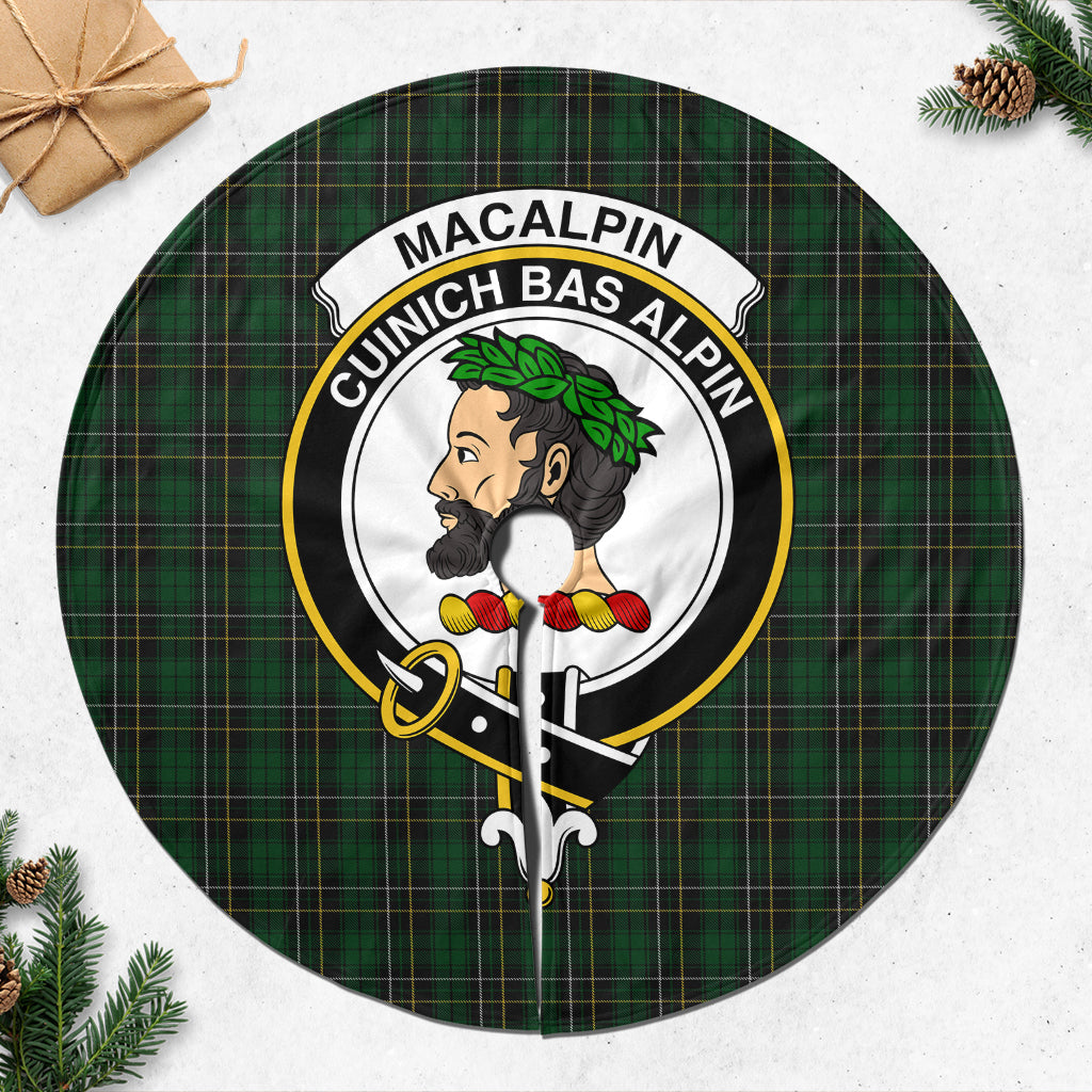 MacAlpin Tartan Christmas Tree Skirt with Family Crest - Tartanvibesclothing