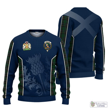 MacAlpine (MacAlpin) Tartan Knitted Sweatshirt with Family Crest and Scottish Thistle Vibes Sport Style