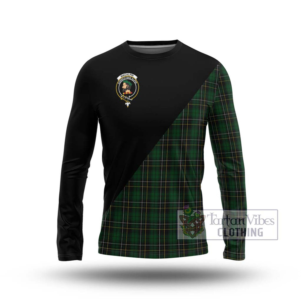 MacAlpine (MacAlpin) Tartan Long Sleeve T-Shirt with Family Crest and Military Logo Style Unisex - Tartanvibesclothing Shop