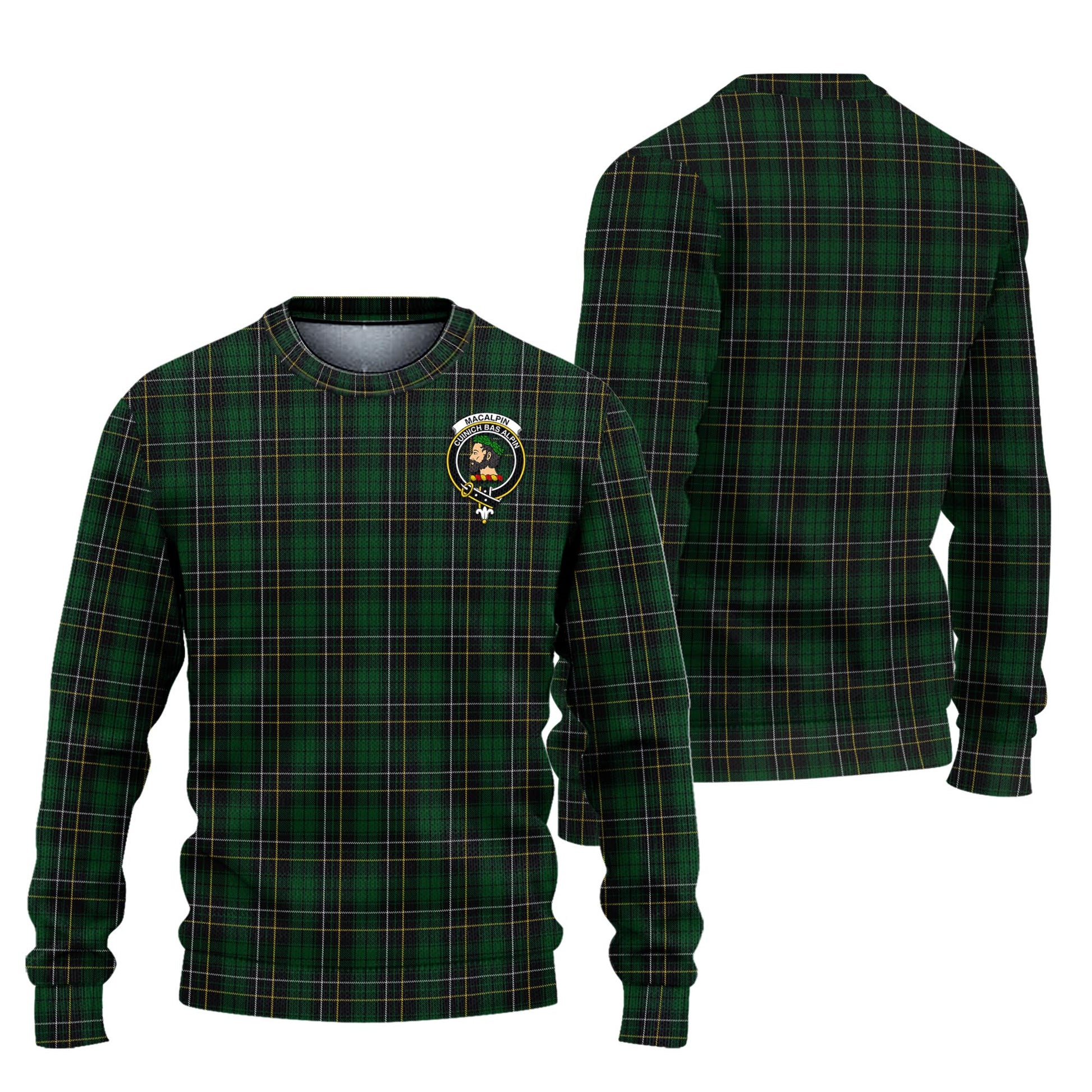 MacAlpin Tartan Knitted Sweater with Family Crest Unisex - Tartanvibesclothing