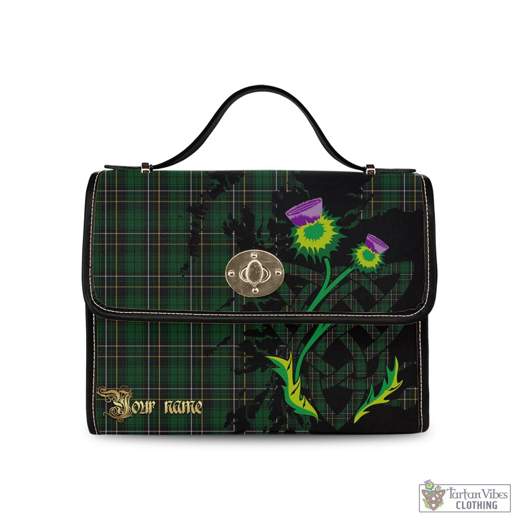 Tartan Vibes Clothing MacAlpin Tartan Waterproof Canvas Bag with Scotland Map and Thistle Celtic Accents