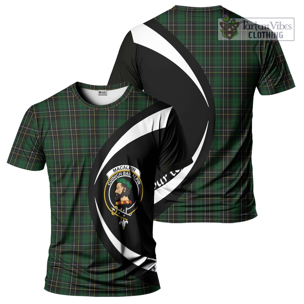 Tartan Vibes Clothing MacAlpin Tartan T-Shirt with Family Crest Circle Style