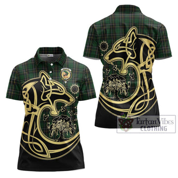 MacAlpine (MacAlpin) Tartan Women's Polo Shirt with Family Crest Celtic Wolf Style