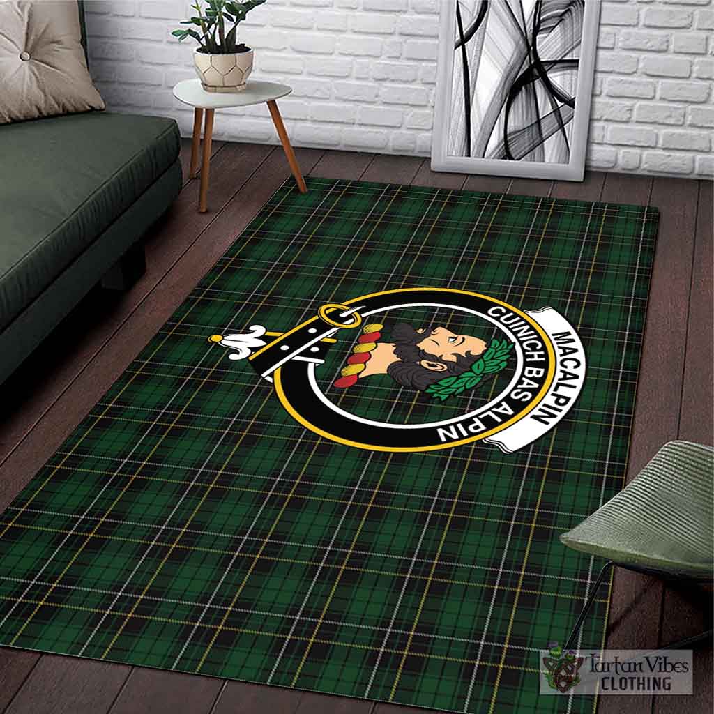 Tartan Vibes Clothing MacAlpin Tartan Area Rug with Family Crest