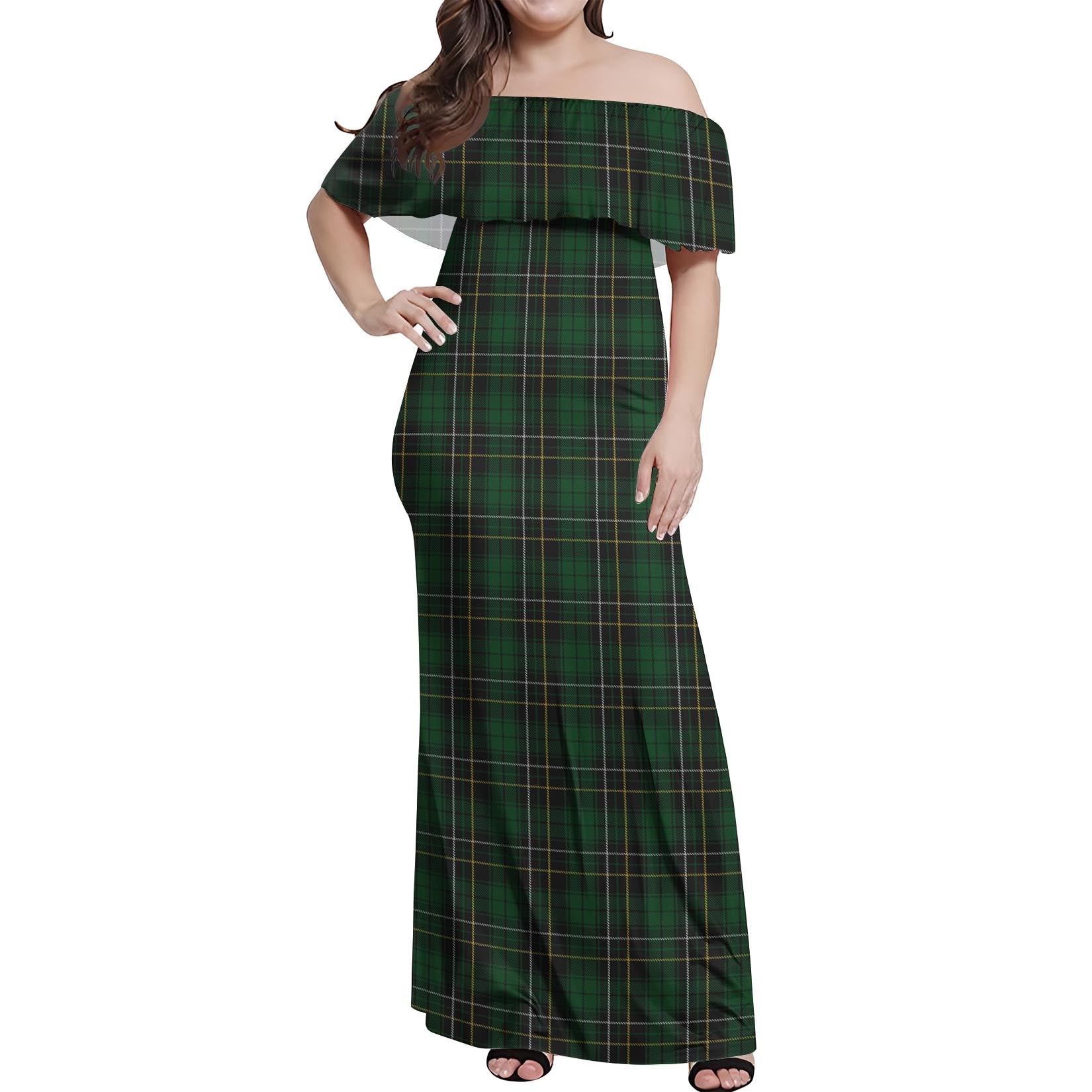 MacAlpin Tartan Off Shoulder Long Dress Women's Dress - Tartanvibesclothing