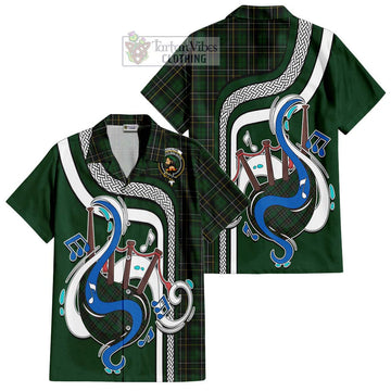 MacAlpine (MacAlpin) Tartan Short Sleeve Button Shirt with Epic Bagpipe Style