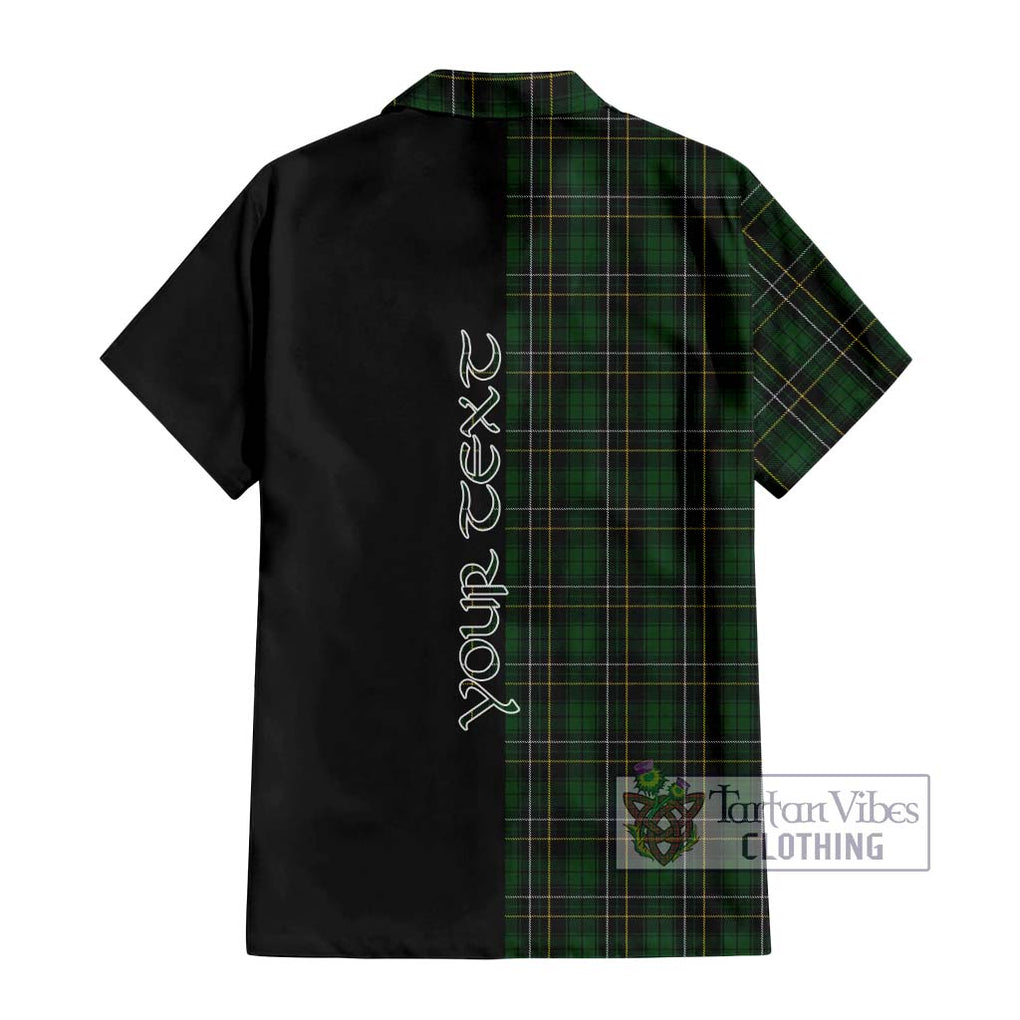 MacAlpine (MacAlpin) Tartan Short Sleeve Button Shirt with Family Crest and Half Of Me Style - Tartanvibesclothing Shop