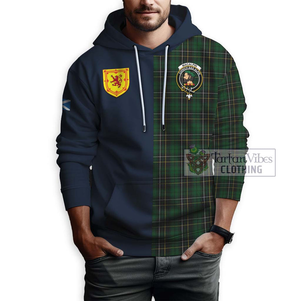 Tartan Vibes Clothing MacAlpin Tartan Hoodie with Scottish Lion Royal Arm Half Style