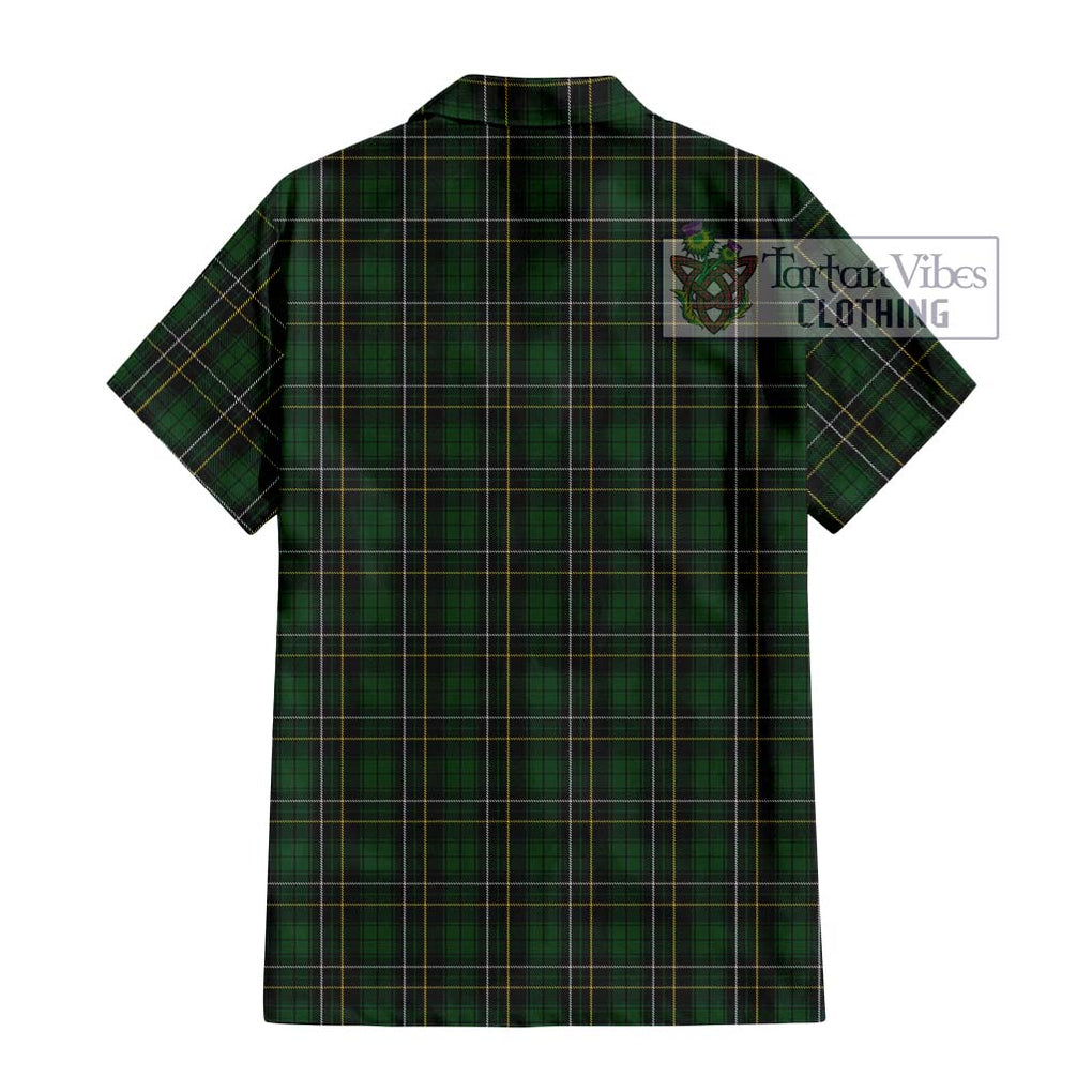 MacAlpine (MacAlpin) Tartan Short Sleeve Button Shirt with Family Crest DNA In Me Style - Tartanvibesclothing Shop