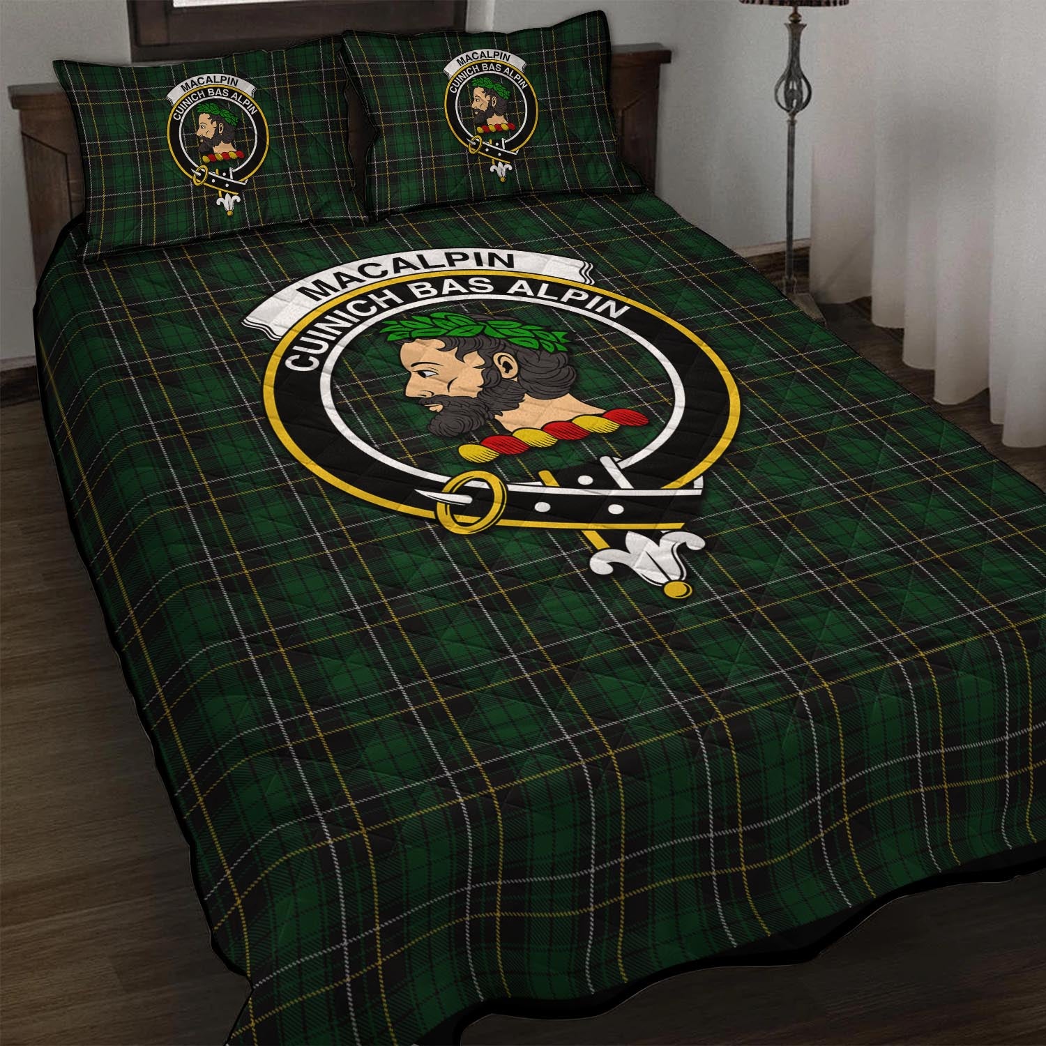 MacAlpine (MacAlpin) Tartan Quilt Bed Set with Family Crest - Tartan Vibes Clothing