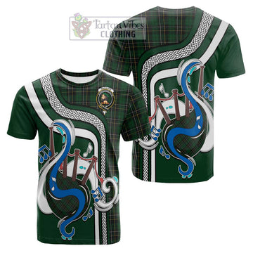 MacAlpine (MacAlpin) Tartan Cotton T-shirt with Epic Bagpipe Style