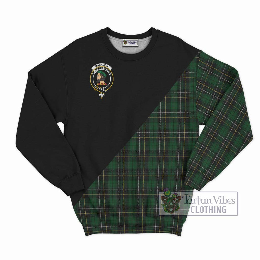 MacAlpine (MacAlpin) Tartan Sweatshirt with Family Crest and Military Logo Style - Tartanvibesclothing Shop