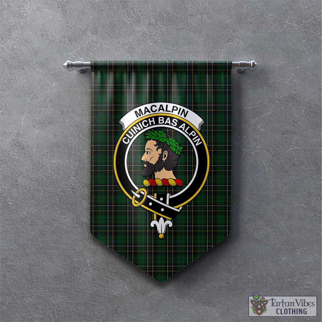 Tartan Vibes Clothing MacAlpin Tartan Gonfalon, Tartan Banner with Family Crest