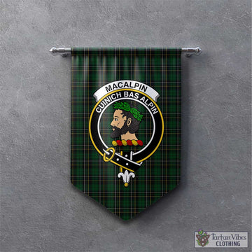 MacAlpine (MacAlpin) Tartan Gonfalon, Tartan Banner with Family Crest