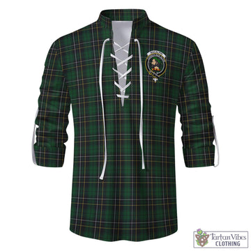 MacAlpine (MacAlpin) Tartan Men's Scottish Traditional Jacobite Ghillie Kilt Shirt with Family Crest